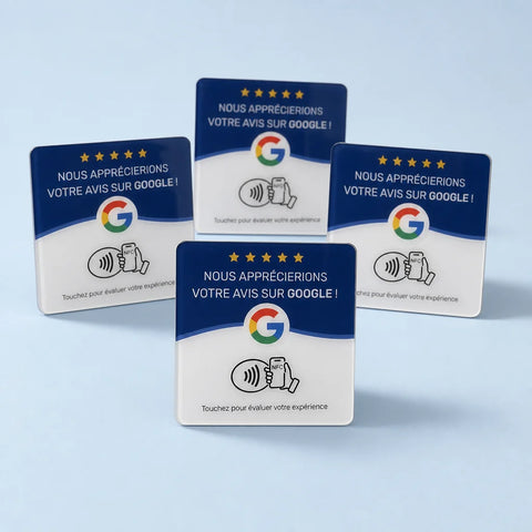 Commercial offer portrait for a square quantity card showing exactly five identical sourced NFC revi