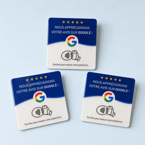 Commercial offer portrait for a square quantity card showing exactly three identical sourced NFC rev